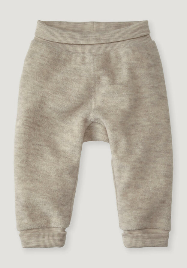 hessnatur Baby Wollfrottee Hose Regular aus Bio-Merinowolle - beige - Größe 98/104
