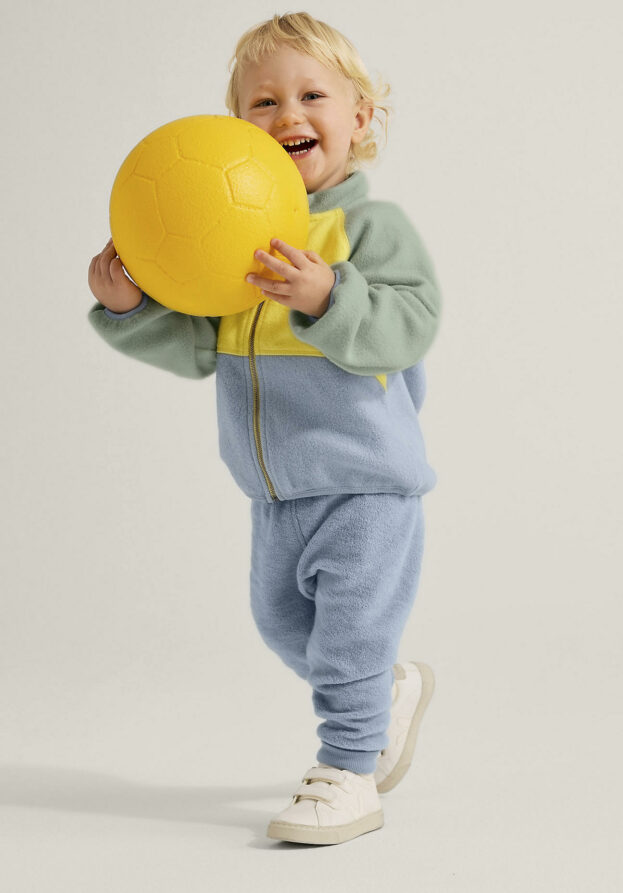 hessnatur Baby Wollfrottee Hose Regular aus Bio-Merinowolle - blau - Größe 74/80