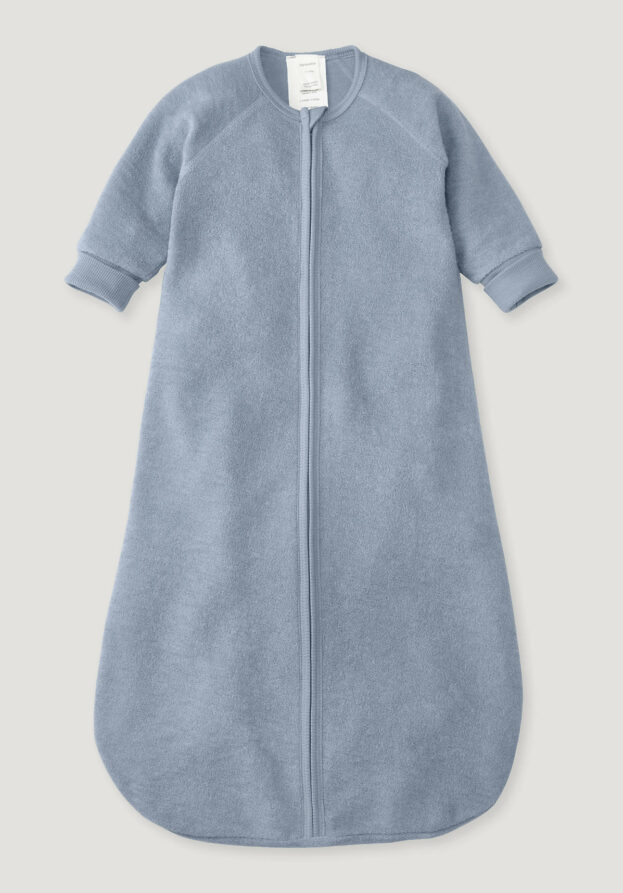 hessnatur Baby Wollfrottee Schlafsack aus Bio-Merinowolle - blau - Größe 70 cm