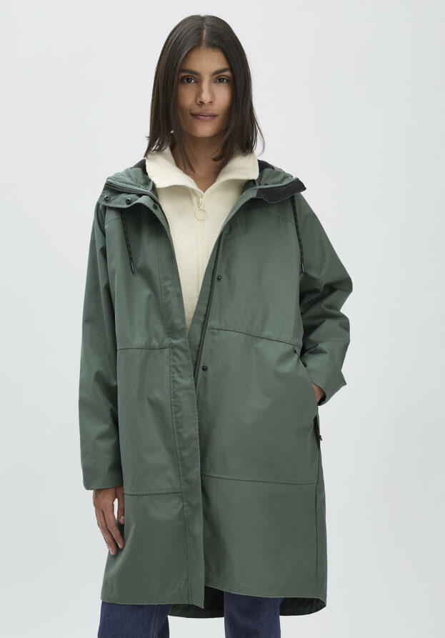 hessnatur Damen Allwetter Parka NATURE SHELL Relaxed aus Bio-Baumwolle - grün - Größe S