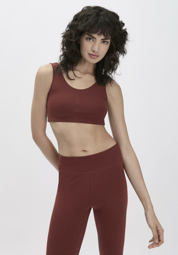 hessnatur Loungewear Bustier Fitted ACTIVE LIGHT aus Bio-Baumwolle - braun - Größe 34