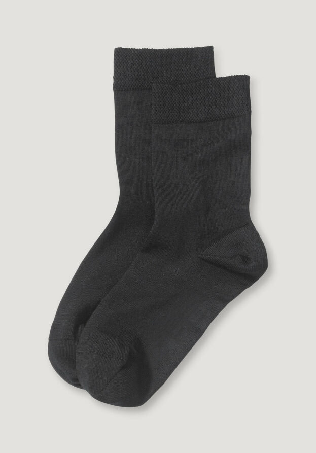 hessnatur Damen Merino-Socken im 2er-Pack aus Bio-Merinowolle mit Bio-Baumwolle - schwarz - Größe 38-40