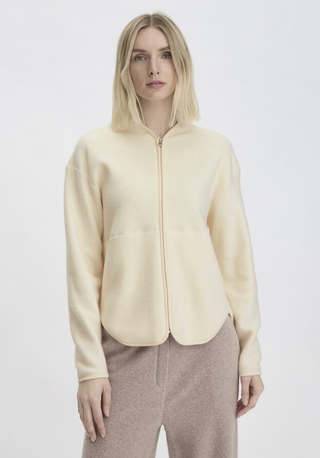 hessnatur Loungewear Fleece Jacke Relaxed ACTIVE LIGHT aus Bio-Baumwolle - natur - Größe S