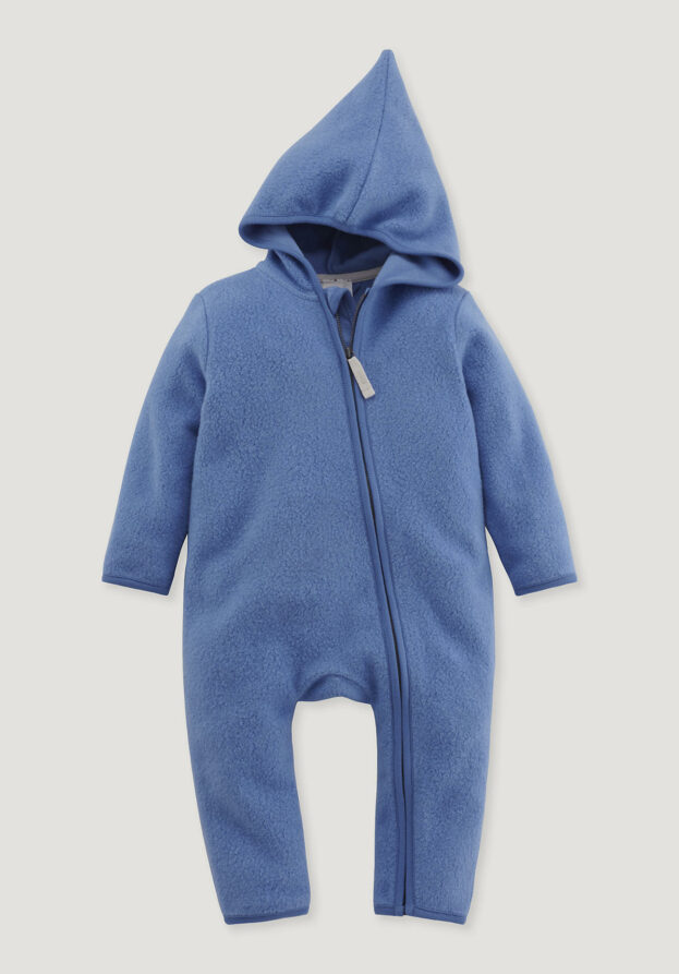 hessnatur Baby Fleece Overall Regular aus Bio-Baumwolle - blau - Größe 74/80