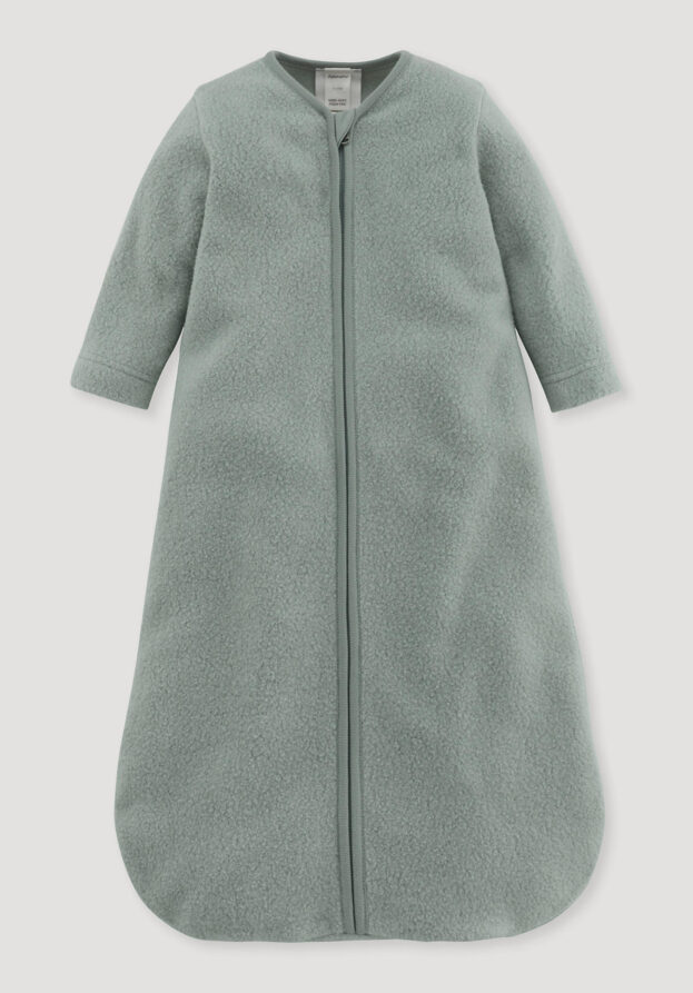 hessnatur Baby Fleece Schlafsack aus Bio-Baumwolle - grün - Größe 110 cm