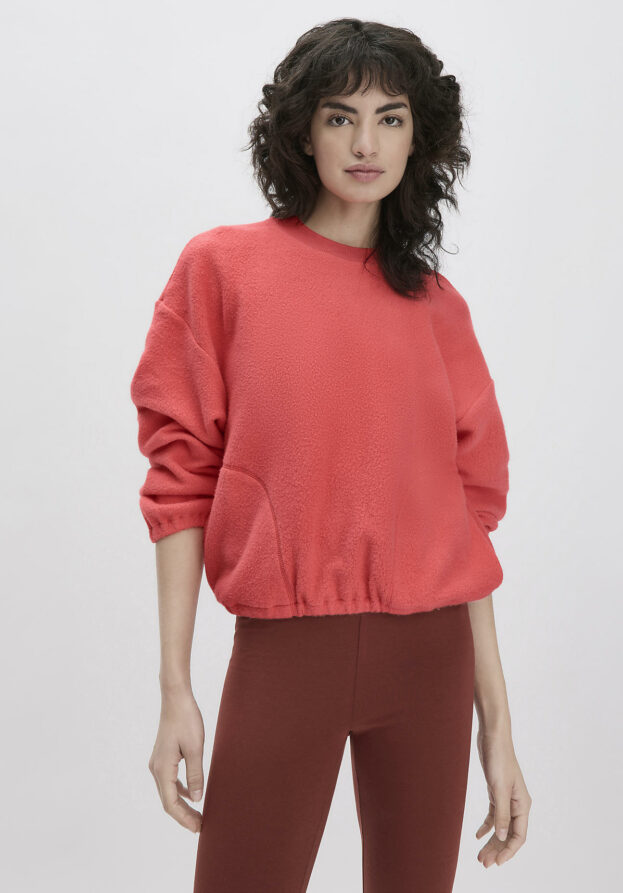 hessnatur Loungewear Fleece Sweatshirt Relaxed ACTIVE LIGHT aus Bio-Baumwolle - rot - Größe M
