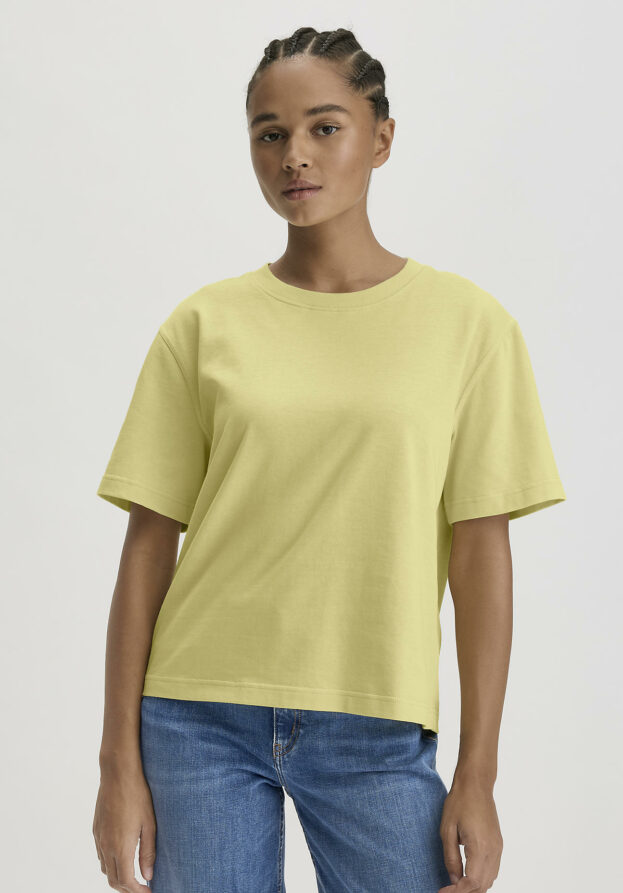 hessnatur Damen Heavy Jersey T-Shirt Oversize aus Bio-Baumwolle - gelb - Größe 34
