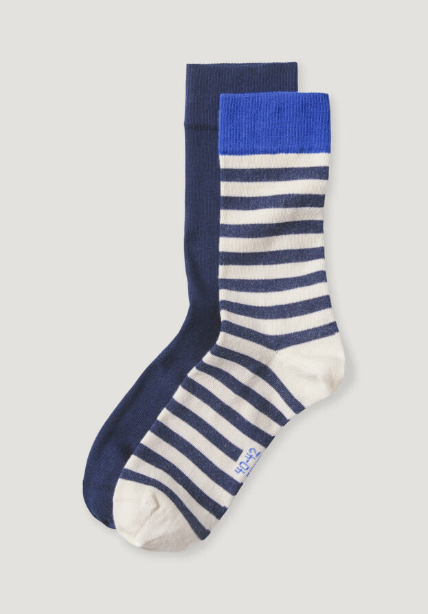 hessnatur Herren Socken im 2er-Pack aus Bio-Baumwolle - blau - Größe 43-45