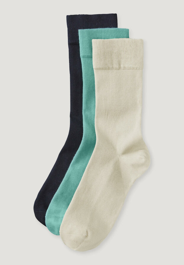 hessnatur Herren-Socken im 3er-Pack aus Bio-Baumwolle - grün - Größe 40-42