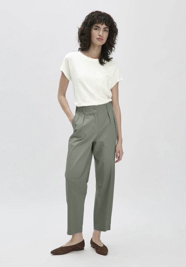 hessnatur Damen Hose Ballon Relaxed aus Bio-Baumwolle - grün - Größe 36