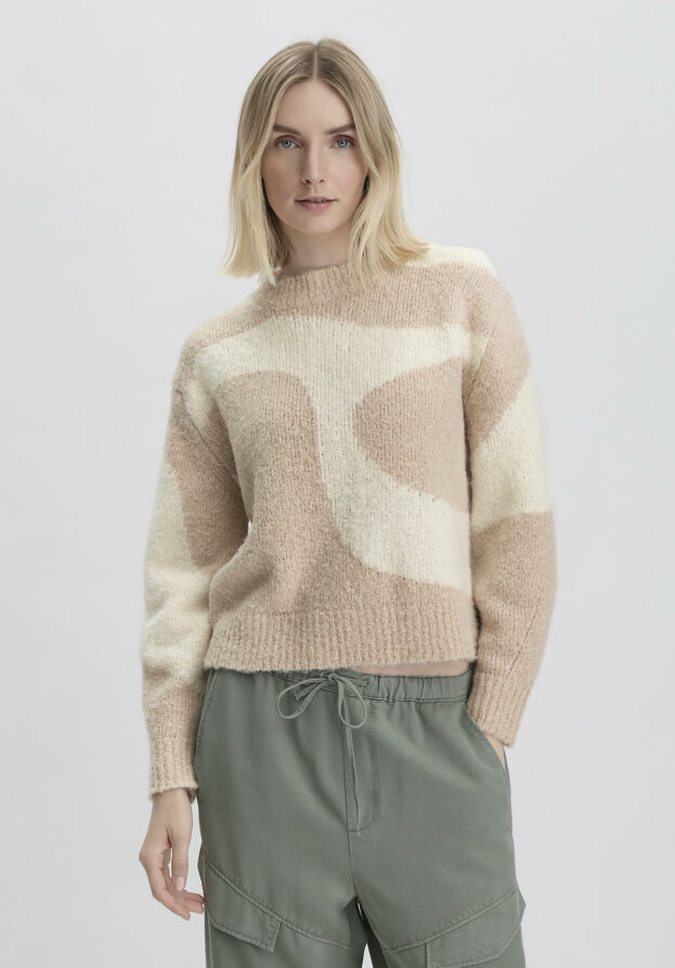 hessnatur Damen Intarsia Strick Pullover Oversized aus Alpaka mit Bio-Baumwolle - rosa - Größe M