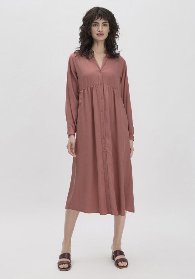 hessnatur Damen Kleid Midi Relaxed aus TENCEL™ Lyocell - braun - Größe 44