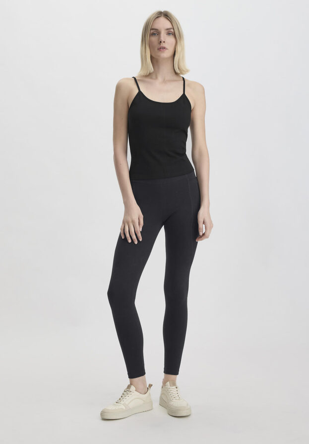 hessnatur Loungewear Leggings Fitted High Waist ACTIVE COMFORT aus Bio-Baumwolle - schwarz - Größe L/l