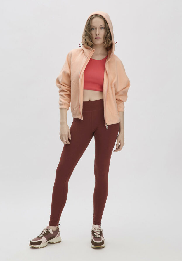 hessnatur Loungewear Leggings Fitted Medium Cut ACTIVE LIGHT aus Bio-Baumwolle - braun - Größe L/l