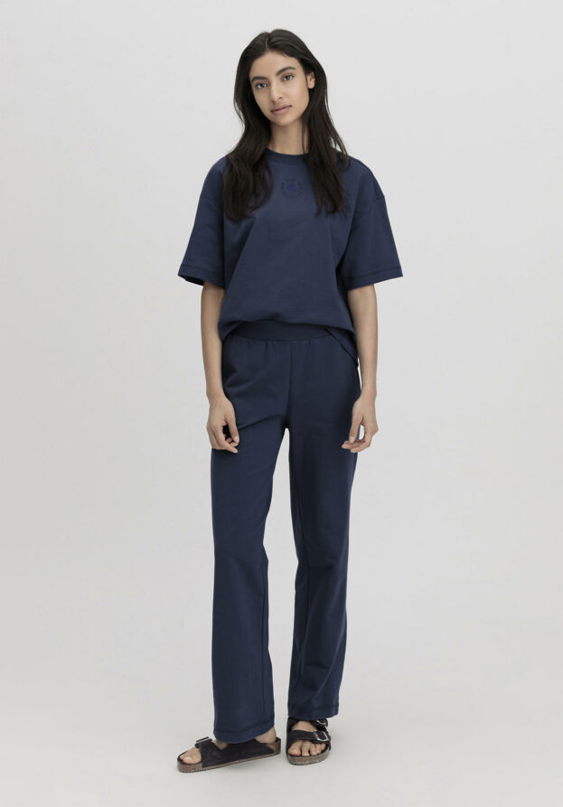 hessnatur Damen Loungehose Relaxed aus Bio-Baumwolle mit Kapok - blau - Größe 34