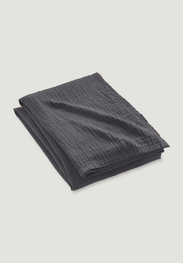 hessnatur Musselin-Decke aus Bio-Baumwolle - grau - Größe 130x180 cm