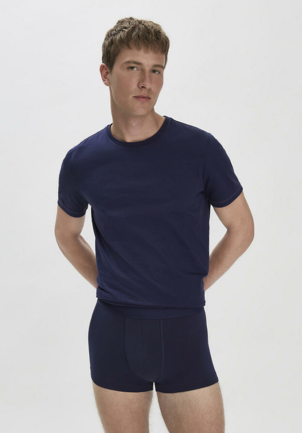hessnatur Herren Pants Regular Cut 3er-Pack COTTON MIX aus Bio-Baumwolle - blau - Größe 7 = XL
