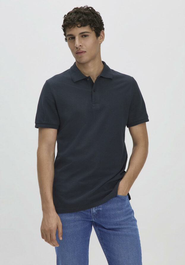 hessnatur Herren Piqué Polo Regular aus Bio-Baumwolle - blau - Größe 54