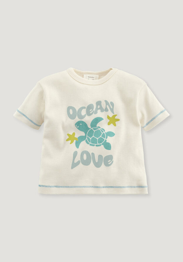 hessnatur Baby Print T-Shirt Regular aus Bio-Baumwolle - blau - Größe 98/104