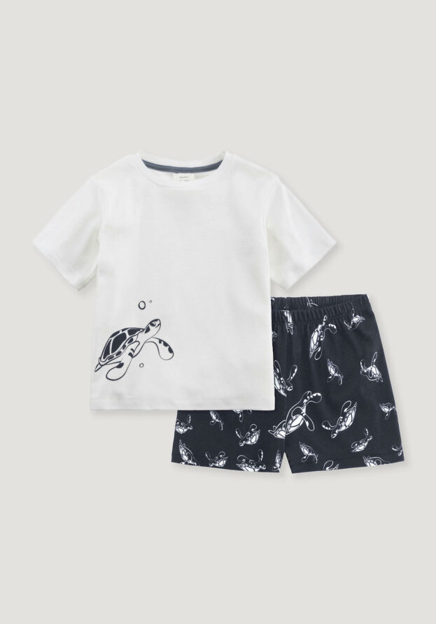hessnatur Kinder  Pyjama Regular aus Bio-Baumwolle - blau - Größe 98/104