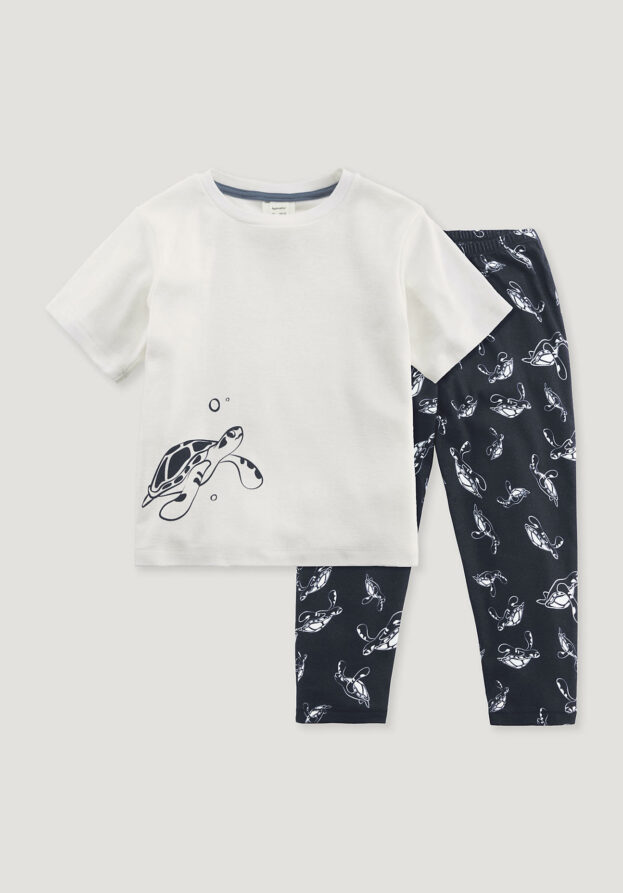 hessnatur Kinder  Pyjama Regular aus Bio-Baumwolle - blau - Größe 122/128