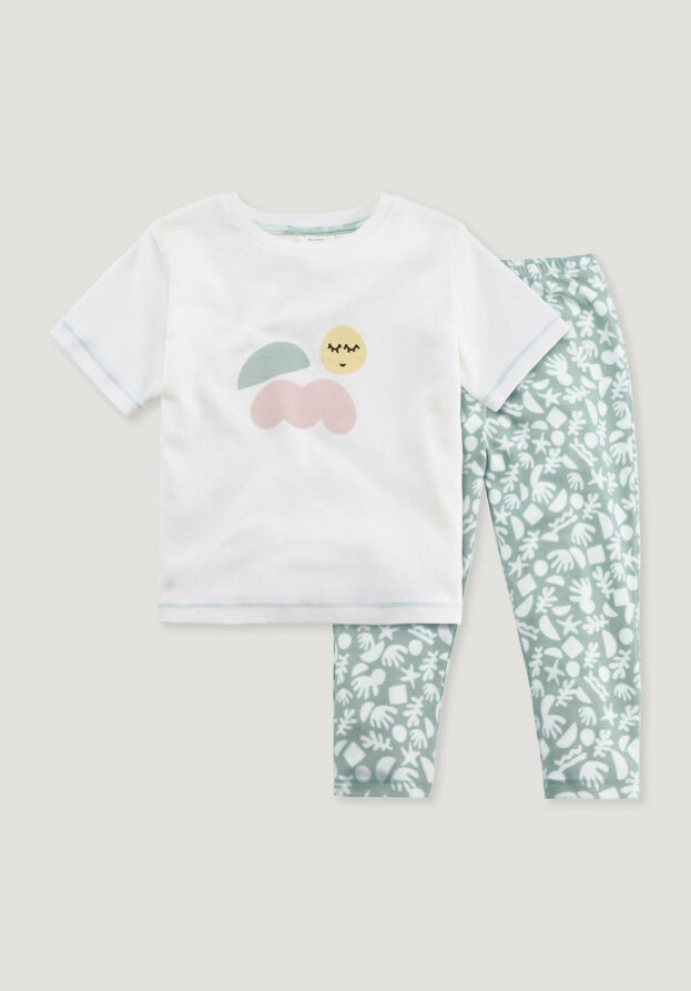 hessnatur Kinder  Pyjama Regular aus Bio-Baumwolle - grün - Größe 122/128