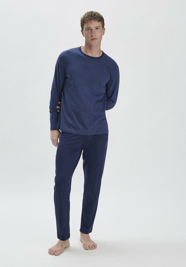 hessnatur Herren Pyjama Relaxed PURE COTTON - blau - Größe 56