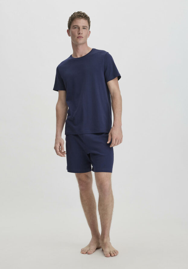 hessnatur Herren Pyjama Relaxed PURE NATURE aus Bio-Baumwolle - blau - Größe 52