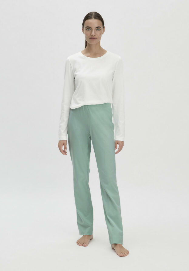 hessnatur Damen Schlafhose Regular PURE COTTON - grün - Größe 42