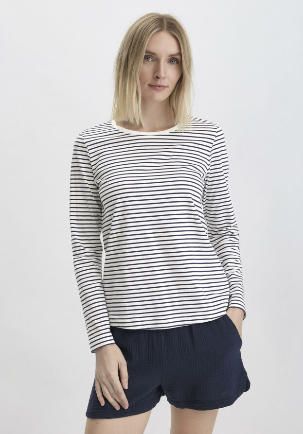 hessnatur Damen Schlafshirt Regular PURE COTTON - blau - Größe 42