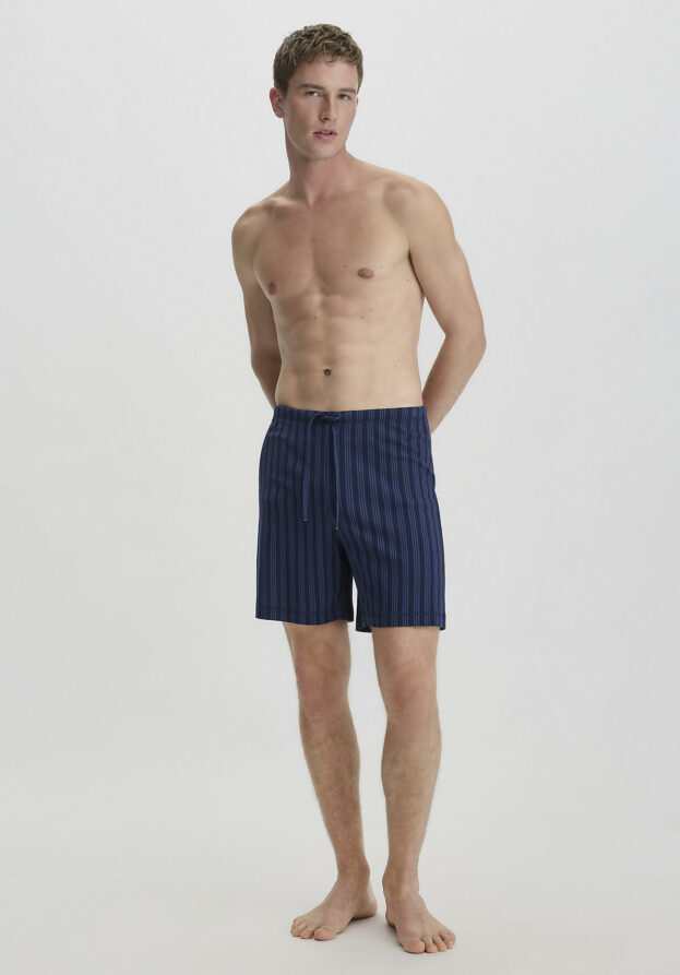 hessnatur Herren Schlafshorts Relaxed PURE NATURE aus Bio-Baumwolle - blau - Größe 56
