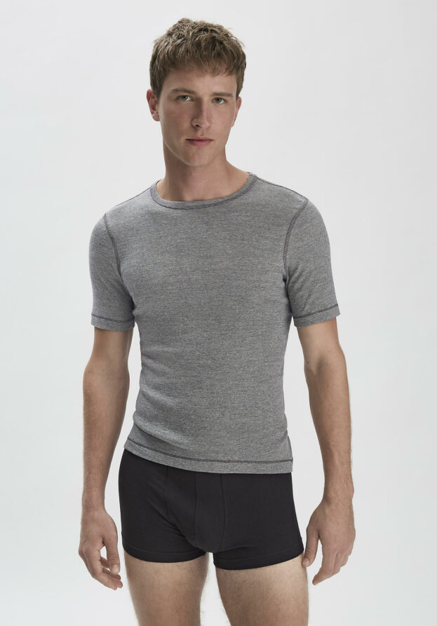 hessnatur Herren Shirt Regular PURE FUNCTION mit Bio-Merinowolle und Seide - grau - Größe 7 = XL