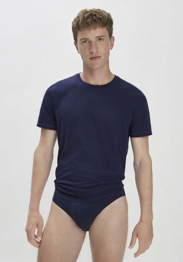 hessnatur Herren Slip Regular Cut 3er-Pack COTTON MIX aus Bio-Baumwolle - blau - Größe 7 = XL