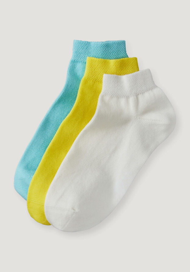 hessnatur Kinder  Sneaker Socken im 3er-Pack aus Bio-Baumwolle - blau - Größe 27-30