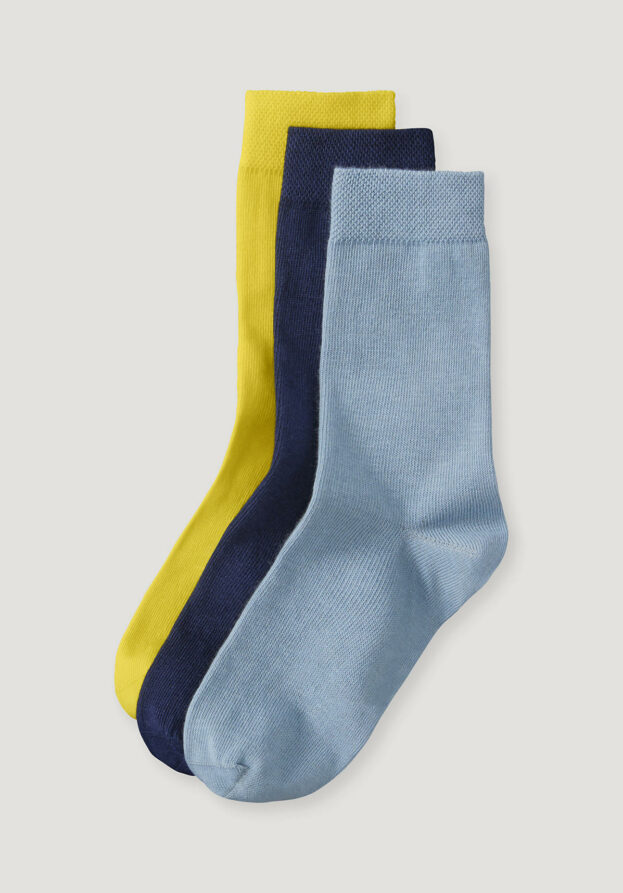hessnatur Kinder  Socken im 3er- Pack aus Bio-Baumwolle - gelb - Größe 39-42