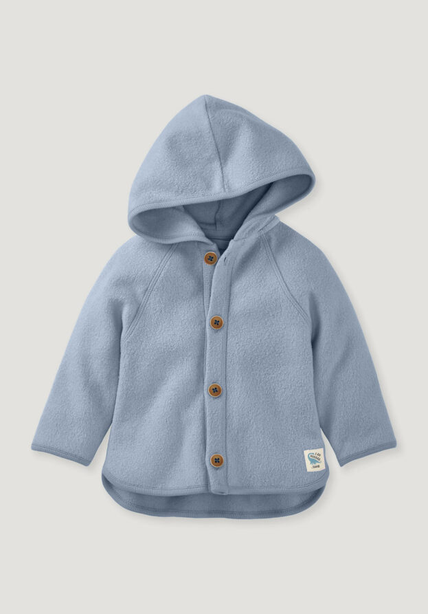 hessnatur Baby Softfleece Jacke Regular aus Bio-Baumwolle - blau - Größe 86/92
