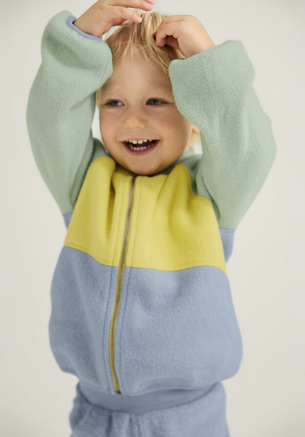 hessnatur Baby Softfleece Jacke Regular aus Bio-Baumwolle - blau - Größe 74/80