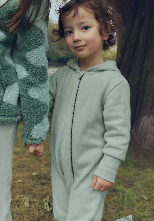 hessnatur Baby Softfleece Overall Regular aus Bio-Baumwolle - grün - Größe 86/92