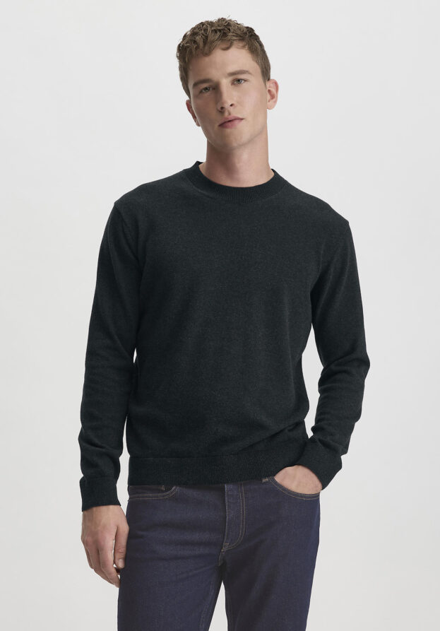 hessnatur Herren Strick Pullover Regular aus Bio-Baumwolle - grau - Größe 52