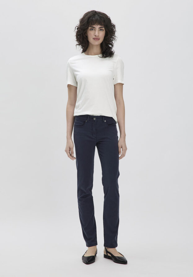 hessnatur Damen 5-Pocket Hose Skinny aus TENCEL™ Lyocell mit reiner Bio-Baumwolle - blau - Größe 44
