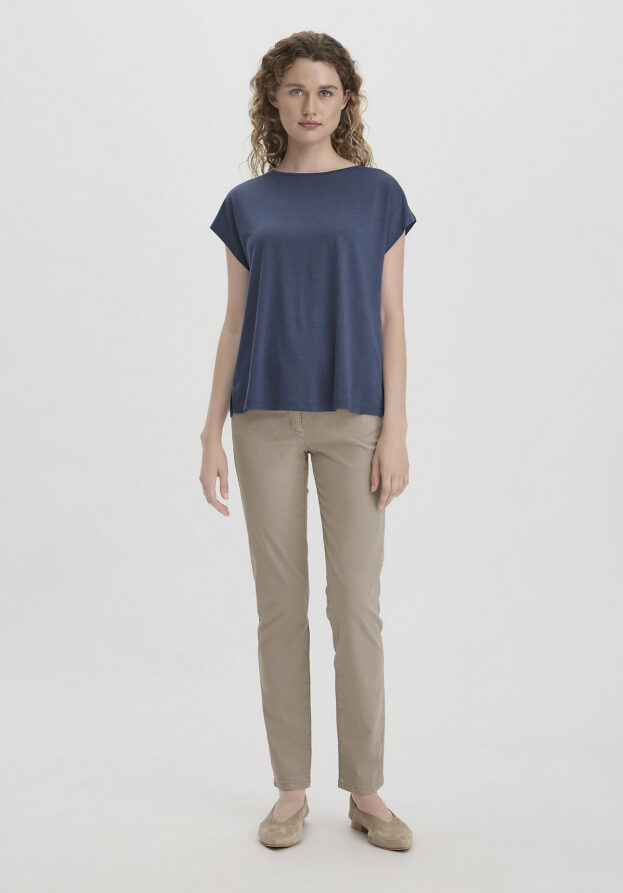 hessnatur Damen 5-Pocket Hose Skinny aus TENCEL™ Lyocell mit reiner Bio-Baumwolle - beige - Größe 46