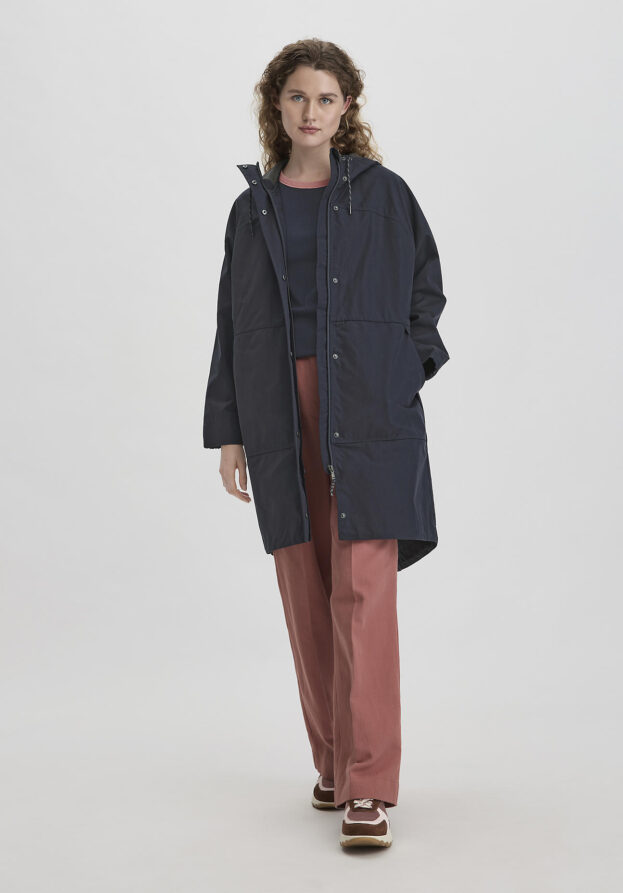 hessnatur Damen Allwetter Parka NATURE SHELL Relaxed aus Bio-Baumwolle - blau - Größe XS