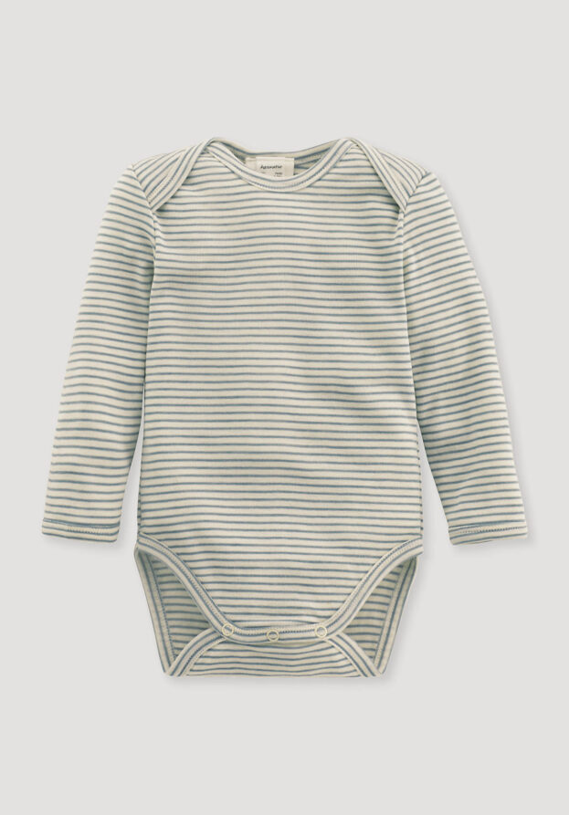 hessnatur Baby Body Langarm Slim aus Bio-Merinowolle mit Seide - grün - Größe 98/104