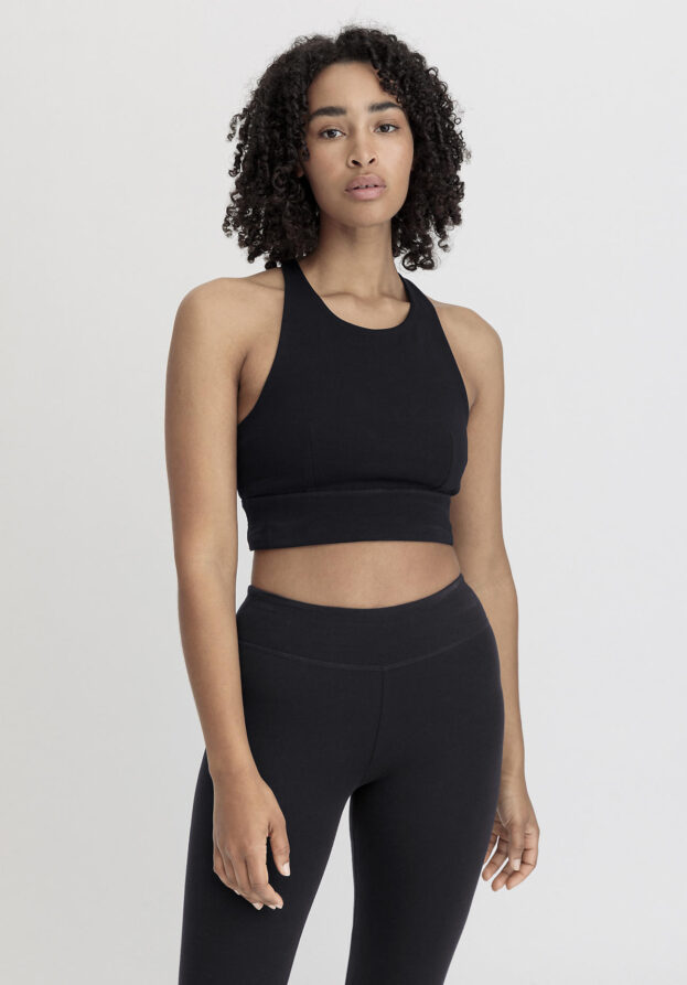 hessnatur Loungewear Bustier Fitted Highneck ACTIVE LIGHT aus Bio-Baumwolle - schwarz - Größe 46