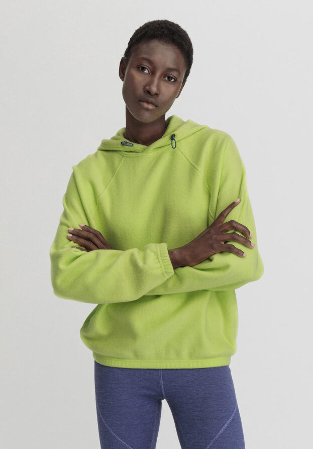 hessnatur Loungewear Fleece Hoodie Oversized ACTIVE COMFORT aus Bio-Baumwolle - grün - Größe M