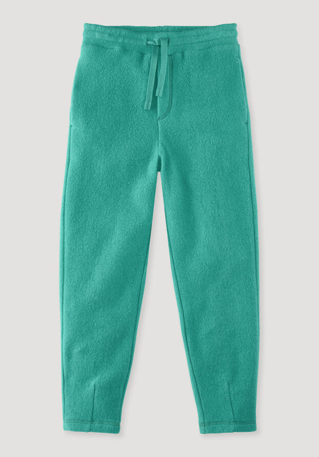 hessnatur Kinder Fleece Hose Regular aus Bio-Baumwolle - grün - Größe 146/152