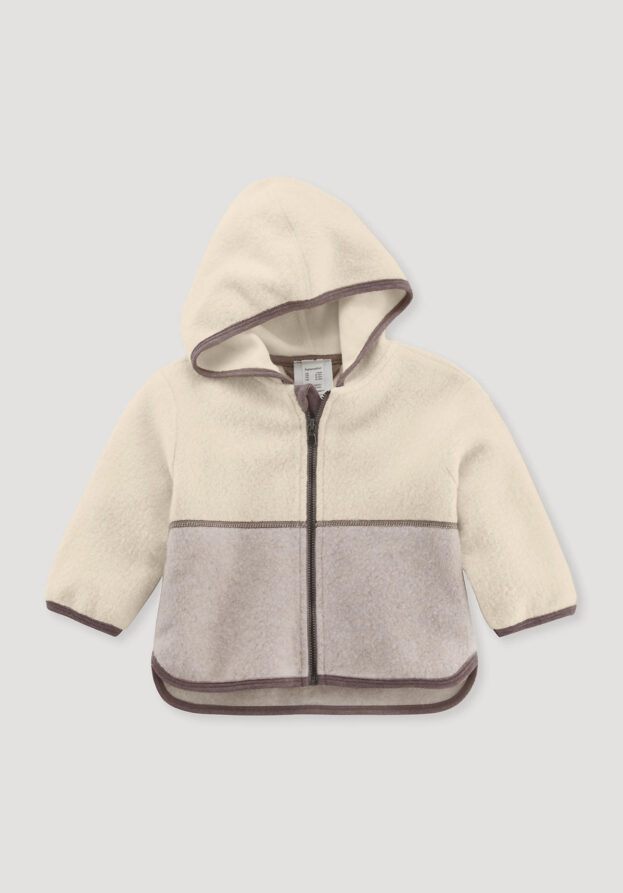 hessnatur Baby Fleece Jacke Regular aus Bio-Baumwolle - beige - Größe 62/68