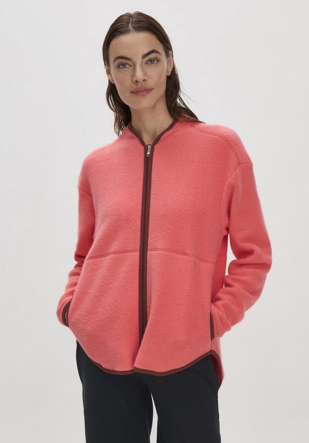 hessnatur Loungewear Fleece Jacke Relaxed ACTIVE LIGHT aus Bio-Baumwolle - rot - Größe L