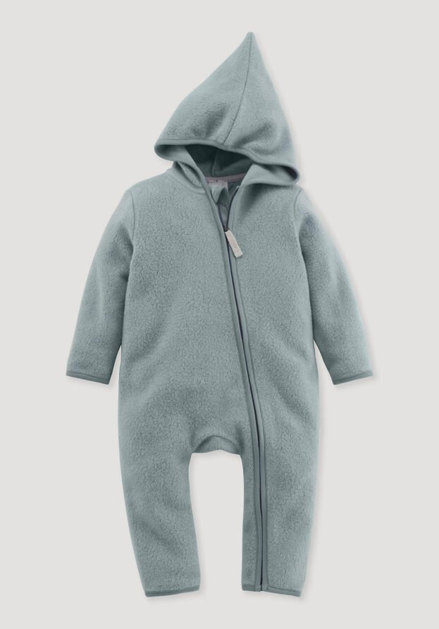 hessnatur Baby Fleece Overall Regular aus Bio-Baumwolle - grün - Größe 74/80