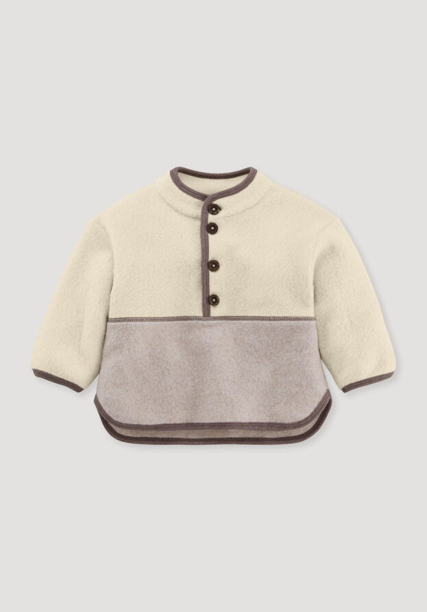 hessnatur Baby Fleece Troyer Relaxed aus Bio-Baumwolle - beige - Größe 86/92